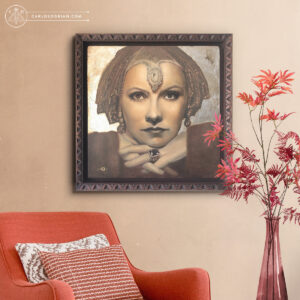 Greta Garbo The Sphinx Portrait Oil Painting Original