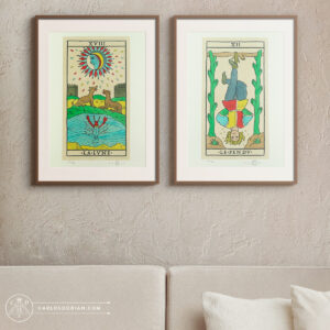 Carlos Dorian Tarot Marseille Major Arcana Watercolor Drawing Giclée Art Print La Lune Le Pendu