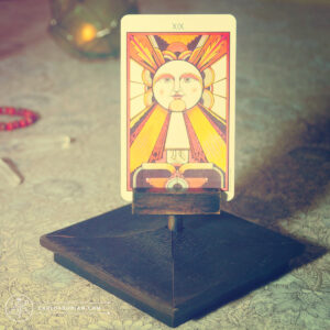 Tarot Oracle Card display holder stand altar vintage wood brown David Palladini