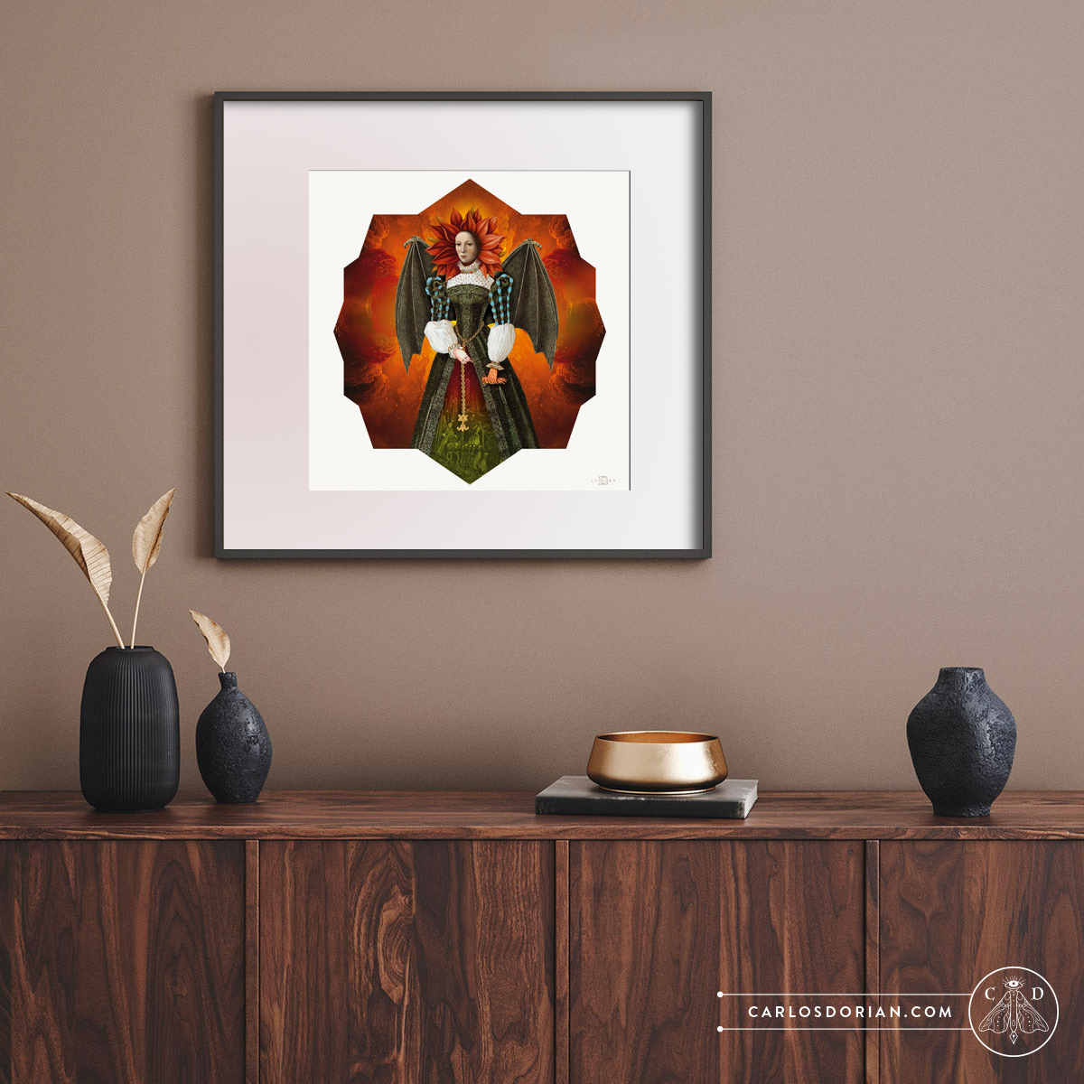 Drolerie IX Digital Collage, Fine Art Print, Limited Edition, Medieval Fantasy Magic Vampire Demon