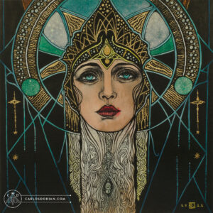 Elentári Varda Elbereth Ink Drawing Watercolor