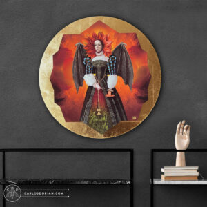 Drolerie IX, Medieval Renaissance Fantasty Horror Terror Gothic Victorian Collage Gilded wood panel