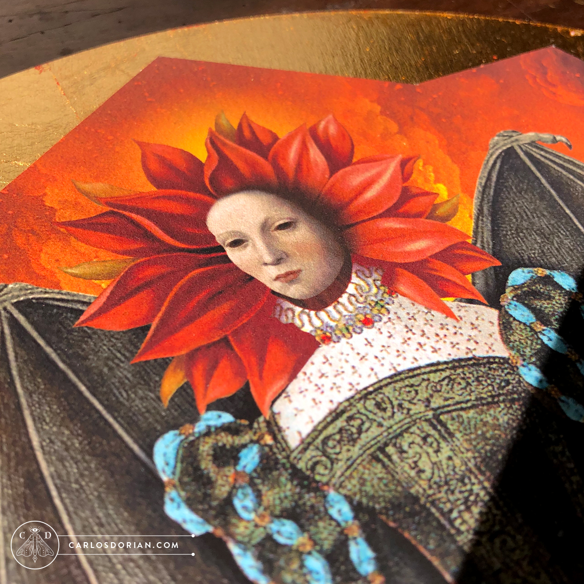 Drolerie IX, Medieval Renaissance Fantasty Horror Terror Gothic Victorian Collage Gilded wood panel