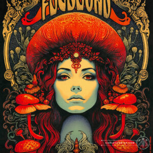 Mushroom Machine Poster Psychedelic Sixties Giclée Art Print Ink Drawing Watercolor Wes Wilson Victor Moscoso