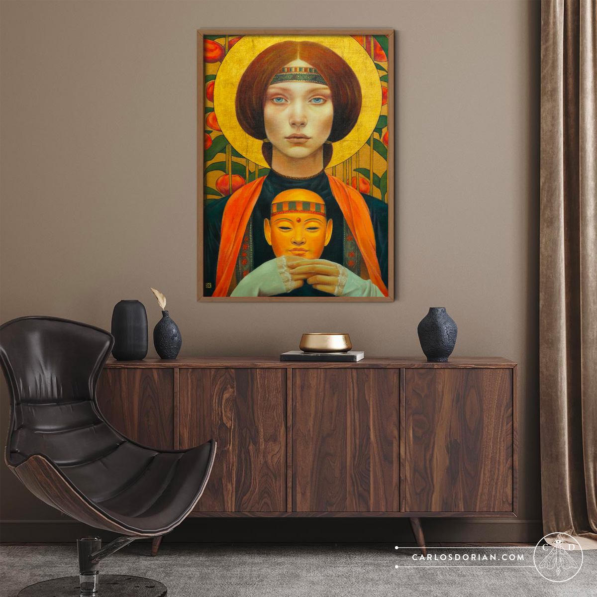 Shanti Oil Painting Renaissance Quattrocento Rinpa Symbolism Peace Spirituality